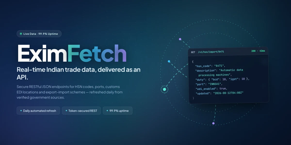 EximFetch — real-time Indian trade data APIs