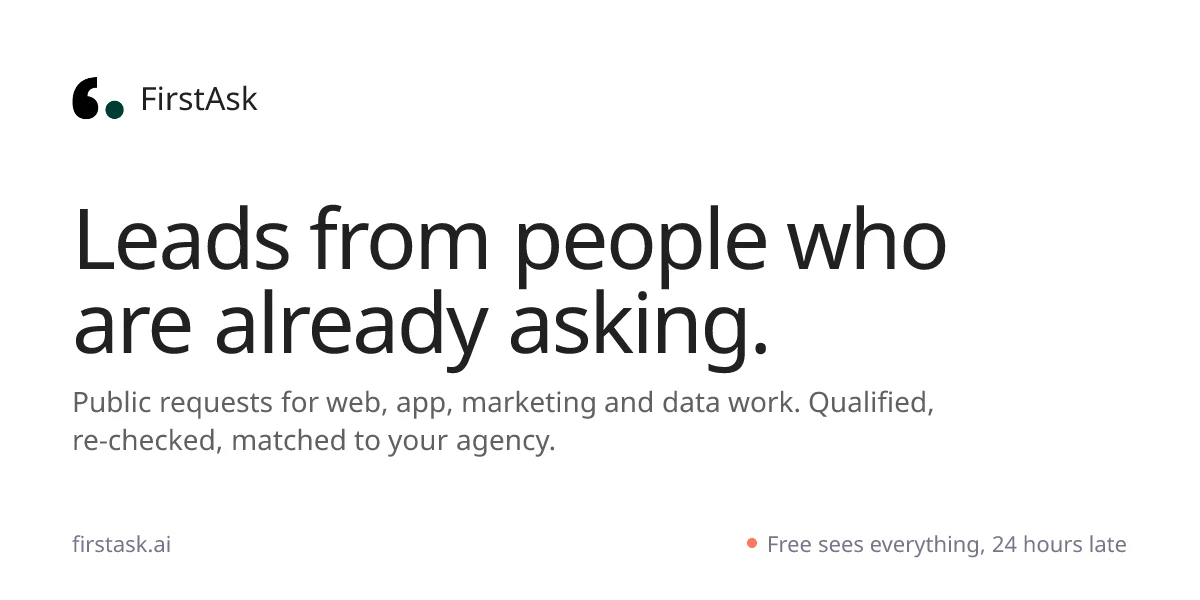 FirstAsk - qualified, rechecked leads from people already asking for your services